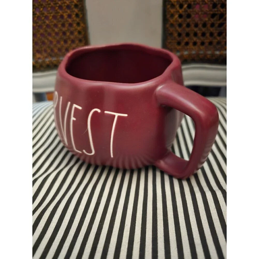 NWT Rae Dunn Fall Thanksgiving Harvest Maroon Coffee Mug Soap Bowl